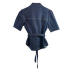 NWT Cinq a Sept 5a7 Luella Topstitch Short Sleeve Denim Jacket Indigo Blue 6 Photo 8