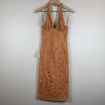 Bardot Corset Dress Womens XS Rust Riviera Crossover Halter Neck Lace Cocktail Photo 3