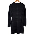 Shoshanna  Crewneck Long Sleeve Sheath Cocktail Dress in Black Geo Textured, Sz 6 Photo 6