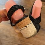 ZARA Trafaluc Black Woven Cork Contrast Wedge Platform Sandals 40 9.5 Photo 4