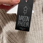 Maison Pholya Cream Beige Ribbed Knit Wool Alpaca Blend Sweater With Scarf XS Tan Photo 5