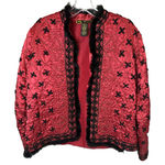 Mirasol Red and black Embroidered Stitched Jacket Faux fur trim Size M Size M Photo 0