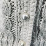 Vintage 90s Cardigan Floral Cable Knit Pattern Pearl Buttons Cotton Ramie Ivory White Size M Photo 5