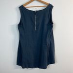 Premise  Tunic Top 1X Navy Blue 100% Linen‎ High Low Scoop Neck Exposed Zip Photo 2