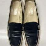 Brooks Brothers Beige Navy Twill and Leather Classic Slip-On Loafers- Size 8 Photo 0