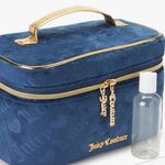 Juicy Couture Navy Velour Juicy and Love Pattern Makeup Train Case Photo 7