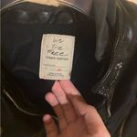 Free People  We The Free Black Hooded Faux Leather Jacket Photo 5