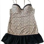 Babydoll Animal Print Polka Dot Beige Black Bustier Bra Lingerie Mini Slip Dress Size M Photo 0