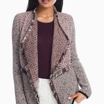 White House | Black Market WHBM Waterfall Fringed Cardigan Sweater Size Medium Tweed Grandma Comfy F8 Photo 0