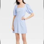 A New Day πβ Plus 16 XL Dress Light Sky Blue Puff Sleeves Linen Blend NWT NEW Photo 1