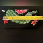 Black Canvas Pink Peacock & Floral Embroidered Zippered Wallet Photo 2