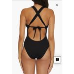 Becca NWT Modern Edge Ribbed Lace Up Plunge Swimsuit Size Medium Photo 1