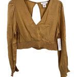 Kirious  Long Sleeve Open Back‎ Blouse Elastic Waist Crop Top Large New Photo 0