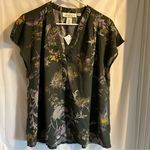 H&M  Floral Cap Sleeve Blouse Size‎ 8 NWT Olive Green Boho Chic Earthy Minimalist Photo 1