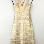 Bebe NWT Gold Foiled Bandage Dress XS Photo 3
