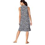 J.Jill Blue Floral Sleeveless Shirt Dress Women's Size Small Rayon Ruffle Hem Photo 4