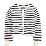 J.Crew NWT Relaxed Emilie Sweater Lady Jacket in Natural Navy Stripe Cardigan L Photo 0