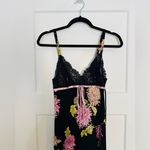 Oscar de la Renta Pink Label Vtg 2000s Black Floral Lace Trim Slip Dress Size M Photo 8