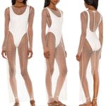 Beach Bunny Swimwear Champagne Nights Pearl Mesh Maxi Dress: Nude Photo 15
