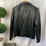 Nine West 100% Leather Black Zip Long Sleeve Jacket L Photo 1