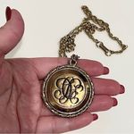 None Vintage Doublesided Monogrammed mirror necklace, Estate Jewelry 11.5”L Photo 1
