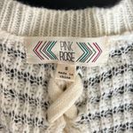 Pink Rose open front Cardigan, ivory, popcorn knit, criss cross back detail, S Photo 2
