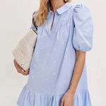Maje  Heart Embroidered Puff Sleeve Shirt Dress Photo 0