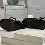 BP B.P. Ankle strap black vegan suede wedge sandal size‎ 8.5 Photo 7