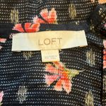 Loft 𝅺 EUC Black Pink Floral Gold Metallic Long Sleeve Blouse Sz XS Photo 3