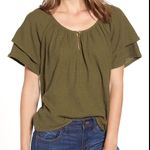 Madewell  tiered-sleeved top in moss green size S Photo 0