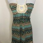 Loter green abstract halter top/ mini dress tunic size large Photo 0