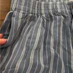 Madewell  Blue Linen-Blend Track Trousers in Stripe Size Medium style MD211 Photo 9