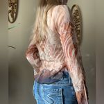 Ice Y2K Sheer Lightweight Flowy Sleeve Top Tan Photo 12