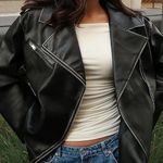 Leather Biker Jacket Black Size 6 Photo 0