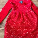 LELA ROSE red Velvet Broderie Anglaise Mini Dress size 6 Photo 13
