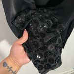 ZARA NWT ‎ Black Satin Blouse With Embellished Jeweled Wide Cuffs Size Small Photo 8