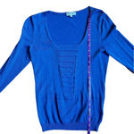 Reiss Blue Cropped Sleeve Knitwear Longsleeve Pleated Front Cali Size S Photo 7