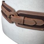 Linea Pelle Leather Stretch Women’s Statement Belt Corset Waist Brown Boho Retro Photo 1