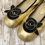 Chloé Metallic Gold Flower Soft Leather Ballet Flats 10 Photo 3