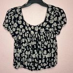 Free People Mesh Meg’s Blouse Animal Print BubbleHem Top. Size M Photo 6
