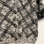 Vintage Mohair Wool Chunky Knit Grandpa Cardigan Sweater Black White Size Small‎ Photo 6