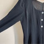 Vintage Parallel Wide Leg Button Front Long Sleeve Black Jumpsuit size 4 Photo 4