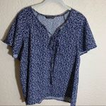 SheIn  Navy Blue and White Mini Floral Short Sleeve‎ Large Photo 4