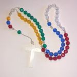 Vintage Colorful Beaded Crucifix Prayer Beads Necklace Photo 5