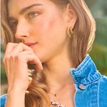 Revolve Rendor by - Victoria Double 1/2 Hoop Earrings | NWT & Pouch - 18k Plated Photo 4