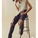 We The Free FREE PEOPLE   Black Distressed High Rise The Lasso Jeans Photo 1