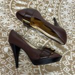 Michael Kors MICHAEL  Brown and Gold Heels with Buckle Detail Photo 2