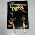 Vintage 90s New Kids On The Block Gold Tone Dangle Earrings Donnie Spell Out Photo 2