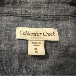 Coldwater Creek  100% Linen 3/4 Sleeve Blue Button Down Shirt Size XL Photo 2