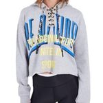 PE Nation Rocket Shot Gray Lace Up Cropped Pullover Hoodie Size XS Photo 1